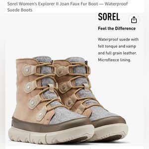 New Sorel Women's Explorer II Joan Faux Fur Boot — Waterproof Suede Boots 9